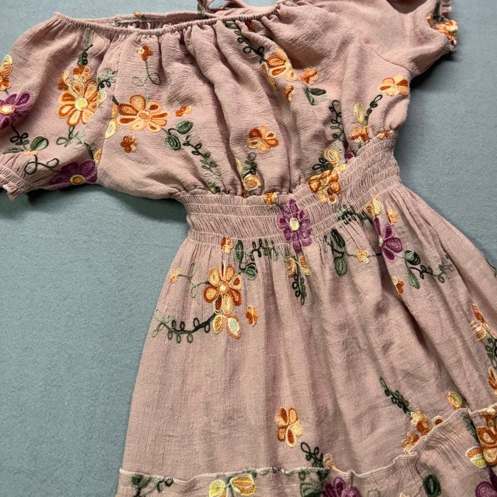 Anthropology Kindred Petite Floral Embroidered Tiered maxi dressBoho VTG Cottage - Picture 8 of 10